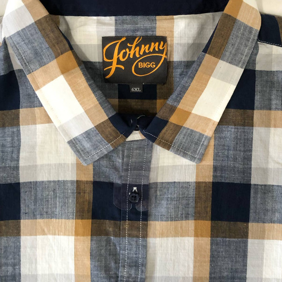 Johnny Bigg Checker Print 100 % Cotton Button Down Shirt Top plus Size 6xl NWOT - Picture 8 of 9